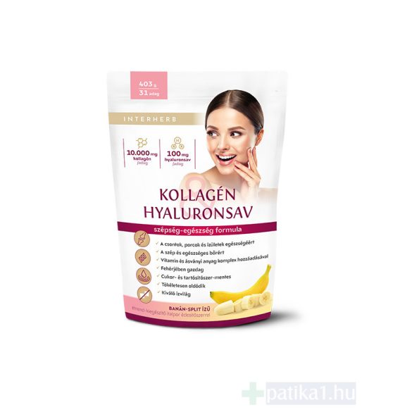 Interherb Kollagén + Hyaluronsav italpor banán-split 403 g