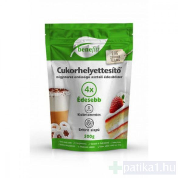 BENEFITT Cukorhelyettesítő (Eritrit, Stevia, Szukralóz) 4x erősségű 500g