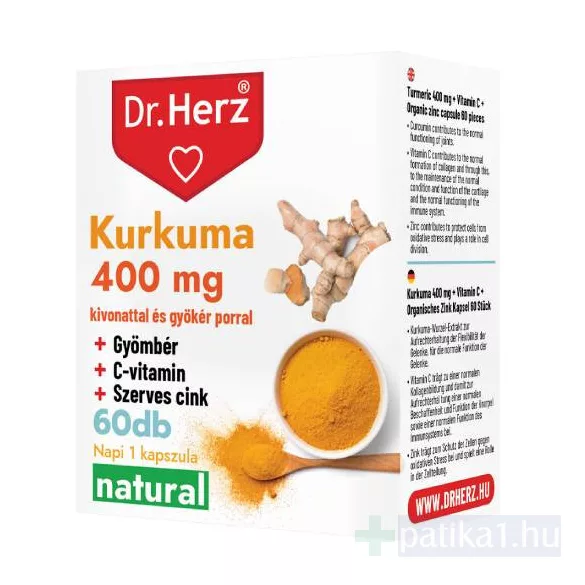 Dr. Herz Kurkuma + C-vitamin + szerves Cink kapszula 60x