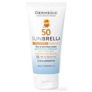 Dermedic Sunbrella Baby Napfényvédő arckrém gyermekeknek és babáknak SPF50 már egy hónapos kortól 50 ml