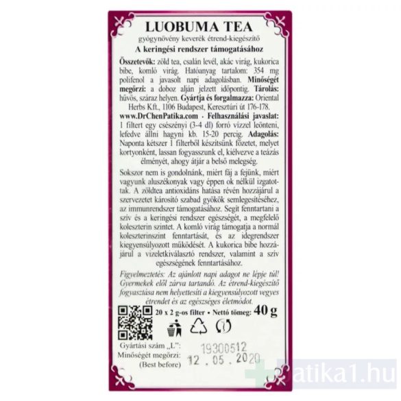 Dr. Chen Luobuma vérnyomáscsökkentő tea 20x2g