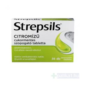 Strepsils citromízű cukormentes szopogató tabletta 36x