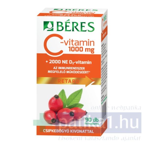 Béres C-vitamin 1000 mg csipke D3 2000 NE retard filmtabletta 90 db